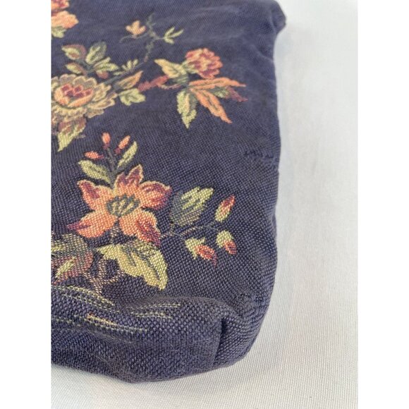 Vintage 50s Tapestry Handbag Floral Design Blue Pink Grannycore Style - Picture 5 of 14